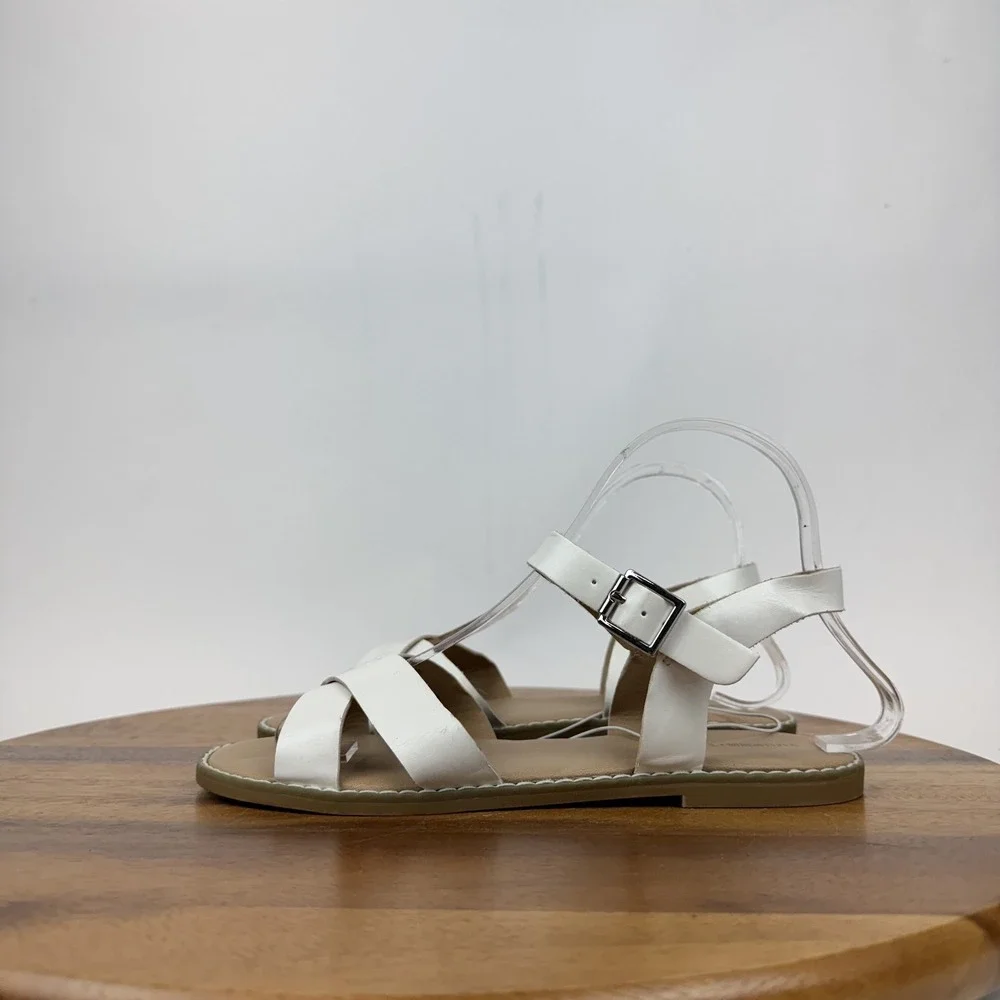 New Girls Big Kids Tucker + Tate Tarya White Strappy Adjustable Sandals Size 5 Y - Picture 5 of 8
